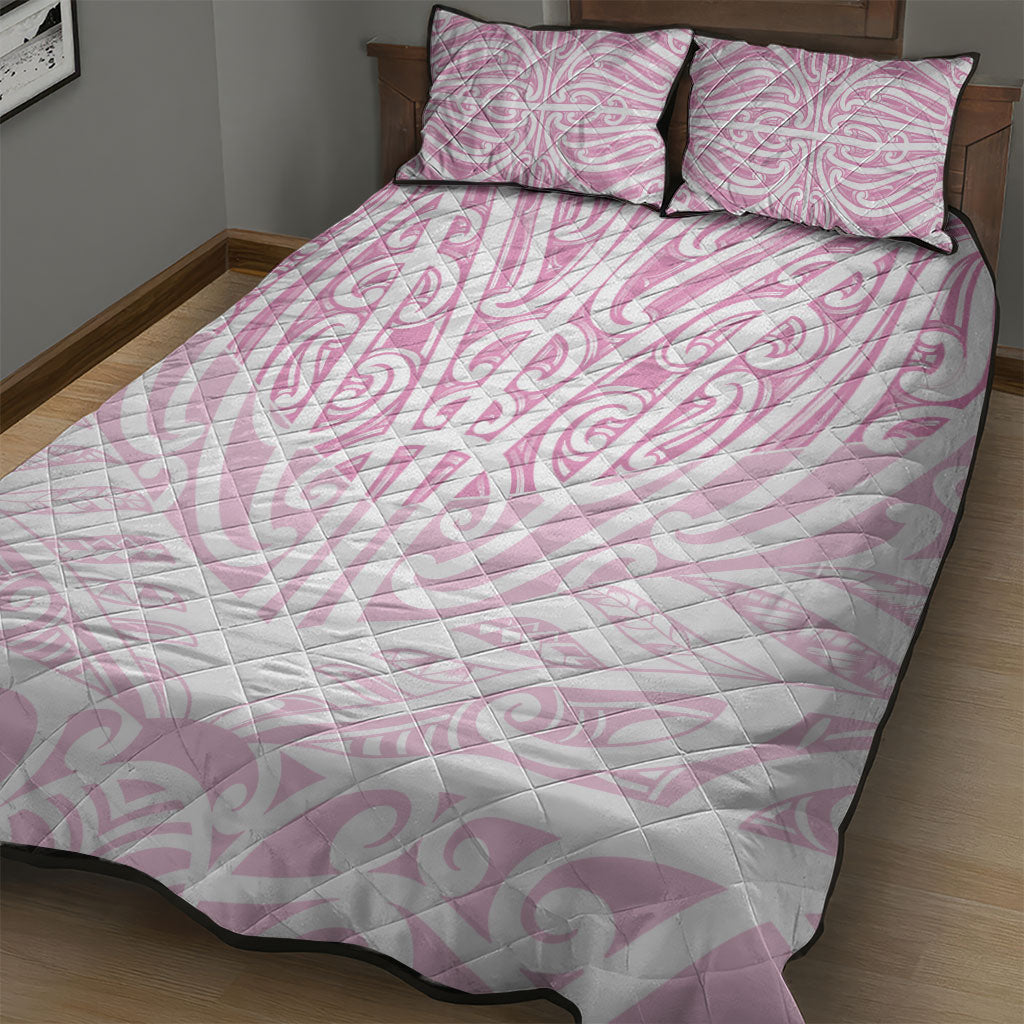 Pink New Zealand Puhoro Maori Tattoo Quilt Bed Set LT14 - Polynesian Pride