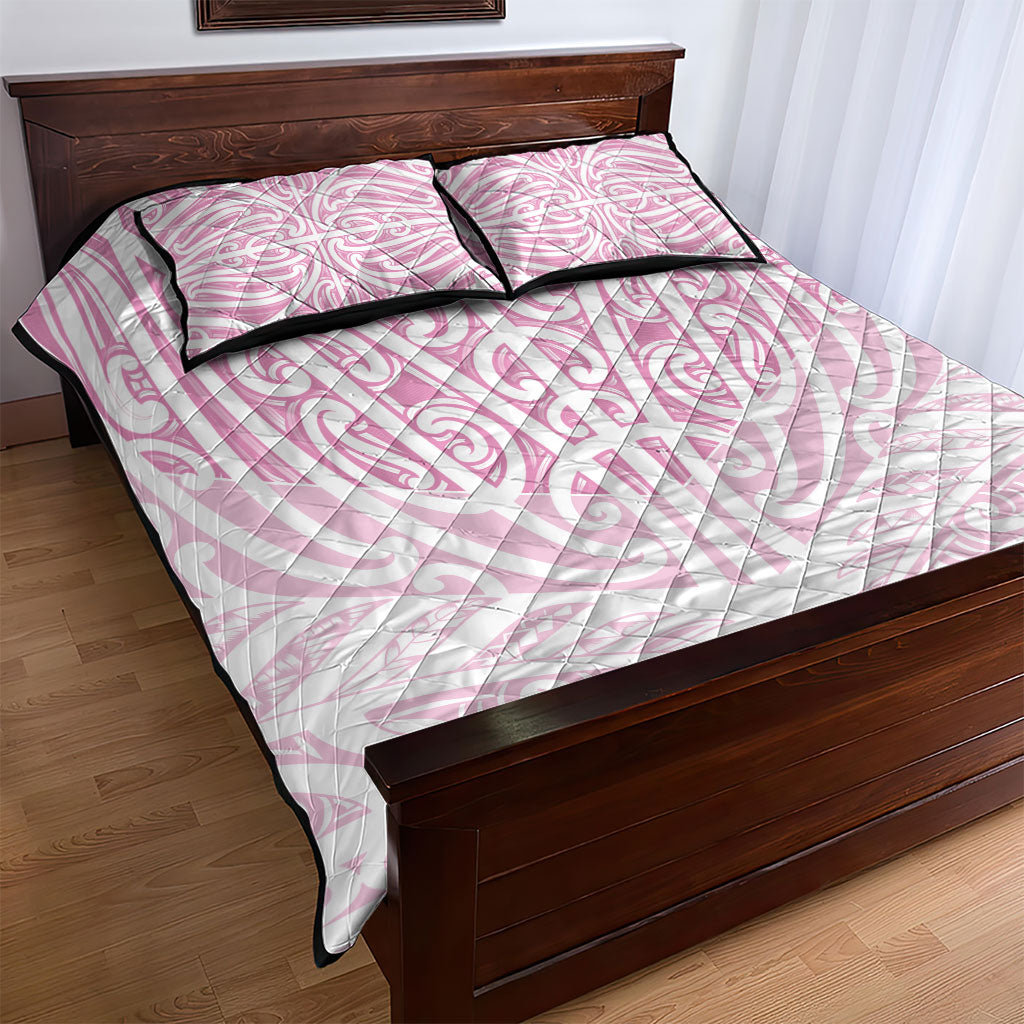 Pink New Zealand Puhoro Maori Tattoo Quilt Bed Set LT14 - Polynesian Pride