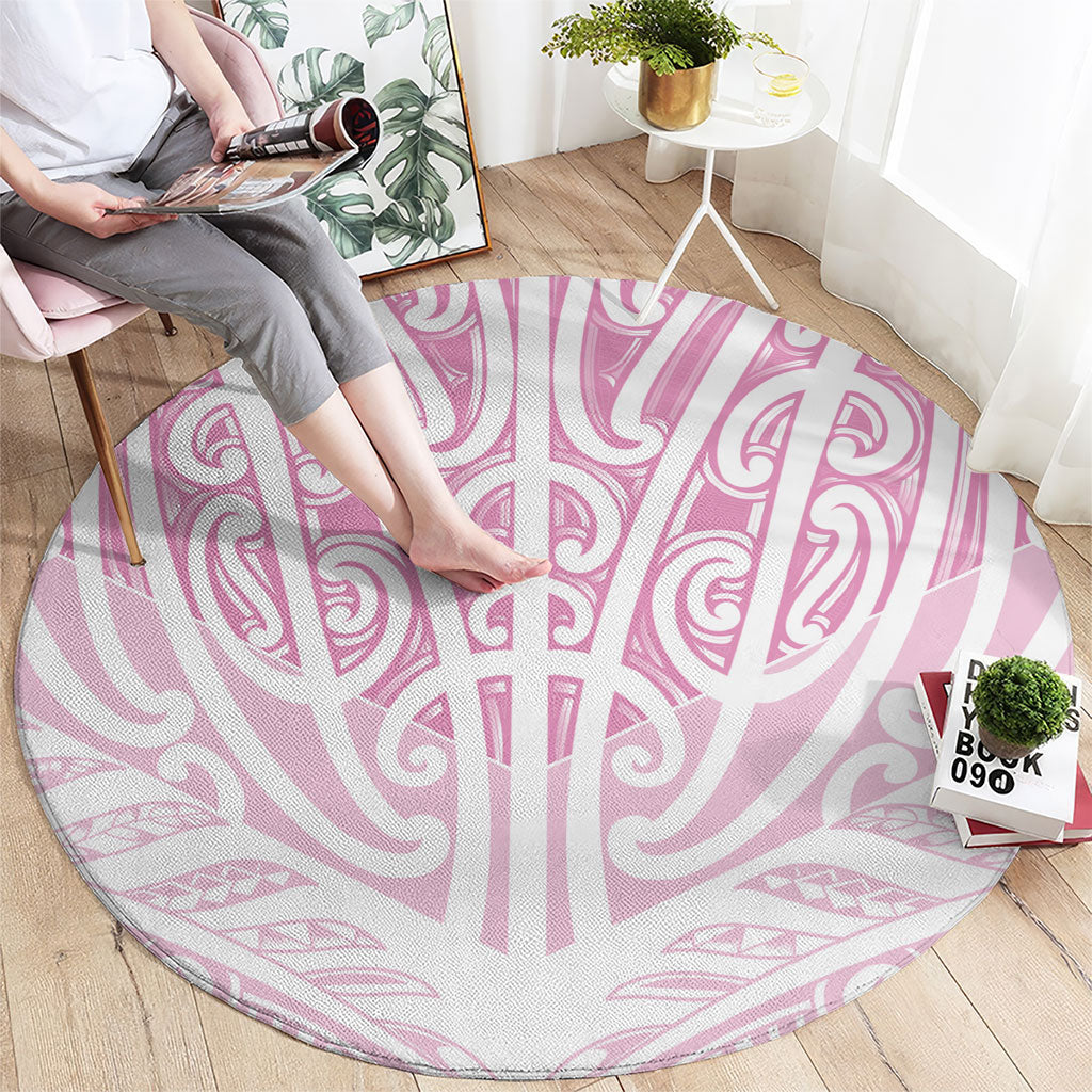Pink New Zealand Puhoro Maori Tattoo Round Carpet LT14 - Polynesian Pride