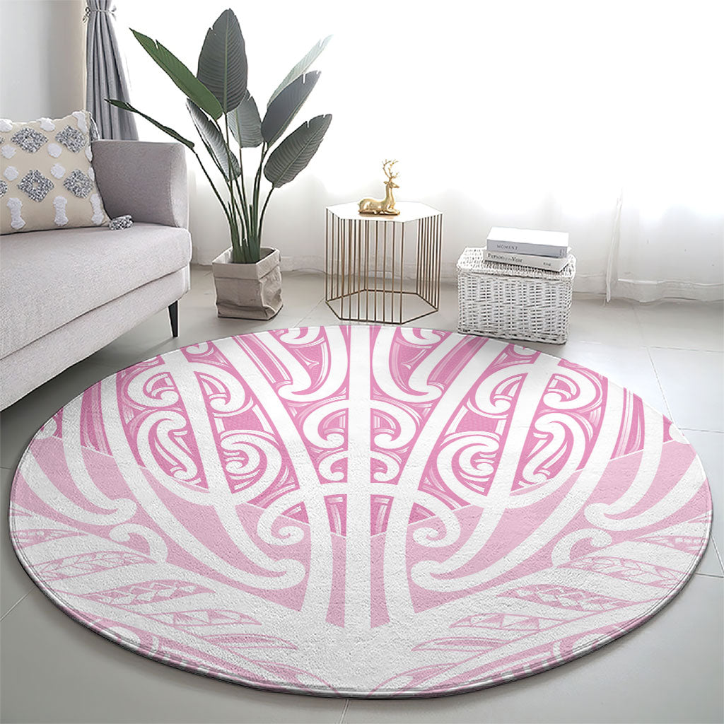 Pink New Zealand Puhoro Maori Tattoo Round Carpet LT14 - Polynesian Pride