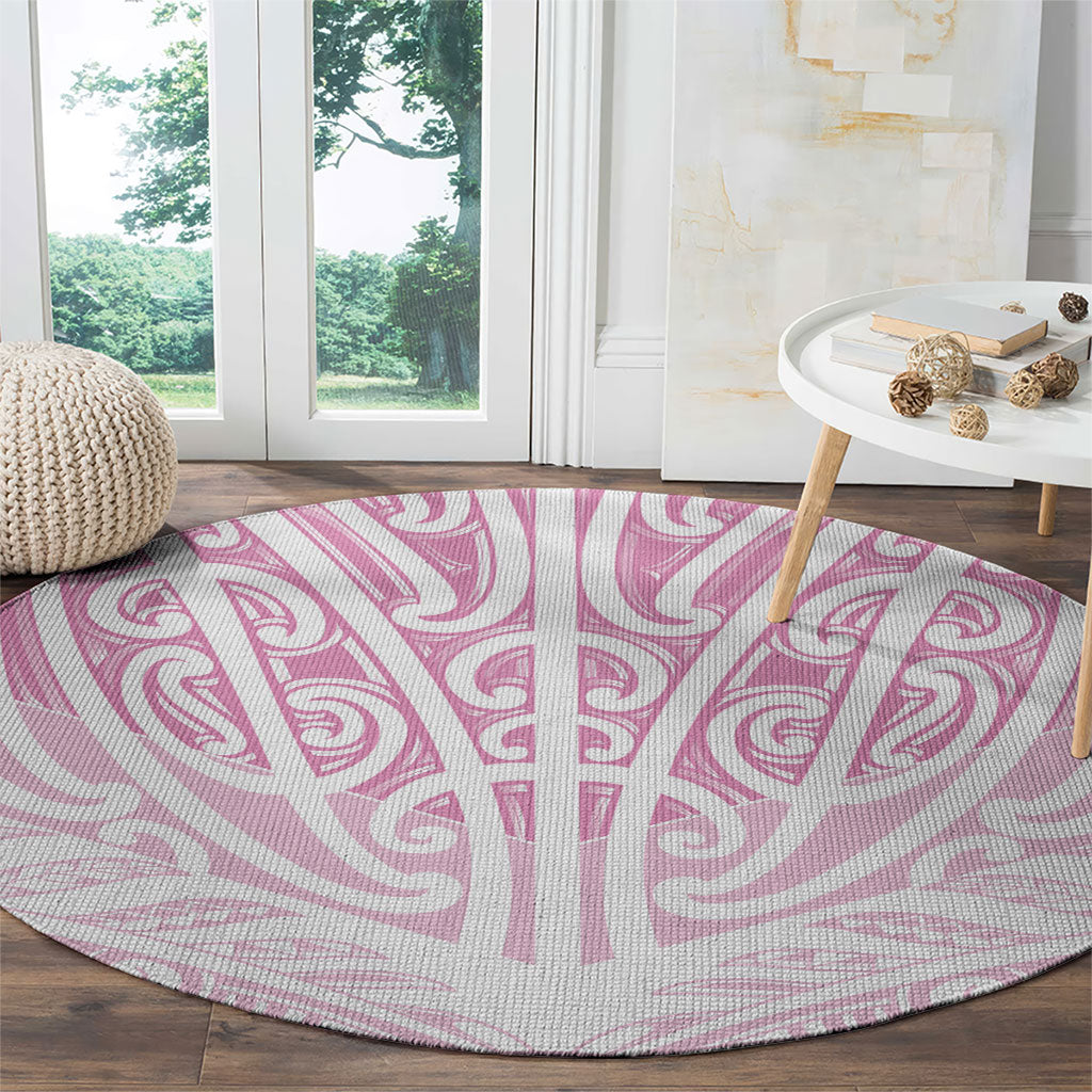 Pink New Zealand Puhoro Maori Tattoo Round Carpet LT14 - Polynesian Pride