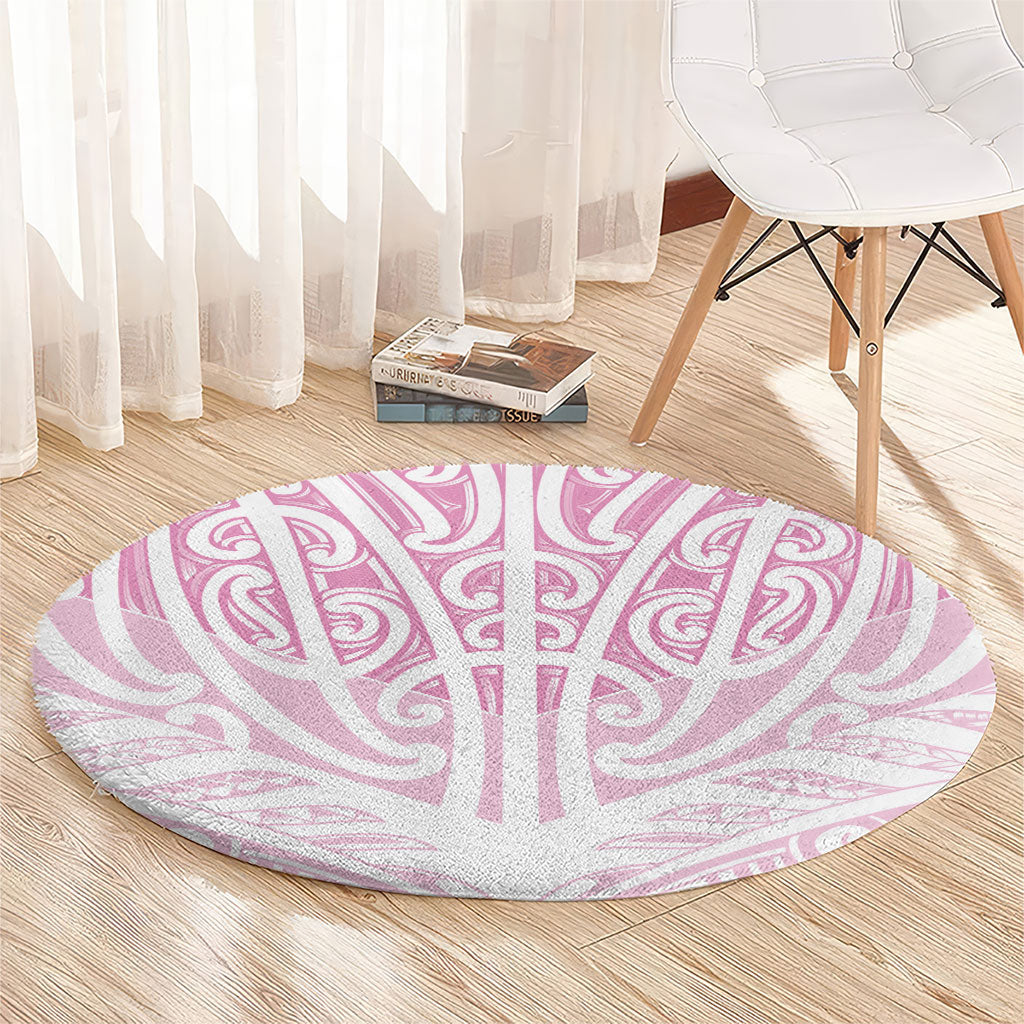 Pink New Zealand Puhoro Maori Tattoo Round Carpet LT14 - Polynesian Pride
