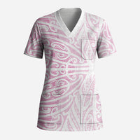 Pink New Zealand Puhoro Maori Tattoo Scrub Top LT14 Adult Pink - Polynesian Pride