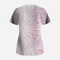 Pink New Zealand Puhoro Maori Tattoo Scrub Top LT14 - Polynesian Pride