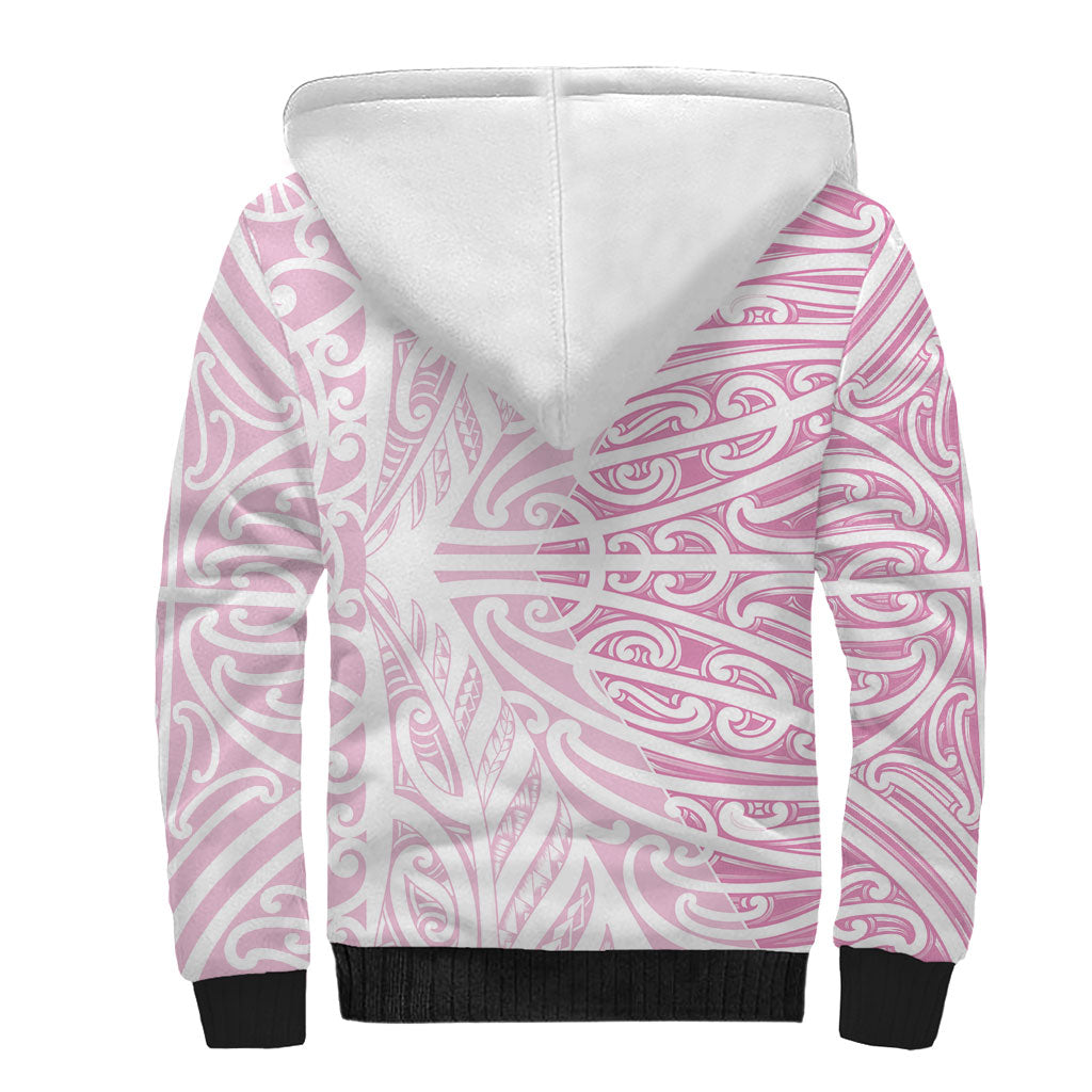 Pink New Zealand Puhoro Maori Tattoo Sherpa Hoodie LT14 - Polynesian Pride