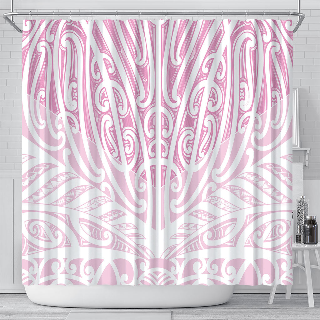 Pink New Zealand Puhoro Maori Tattoo Shower Curtain LT14 - Polynesian Pride