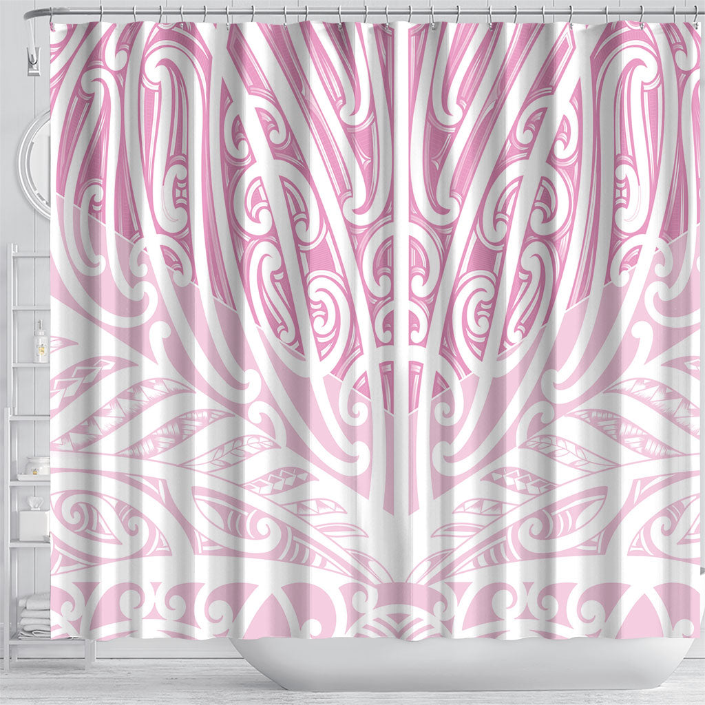 Pink New Zealand Puhoro Maori Tattoo Shower Curtain LT14 - Polynesian Pride