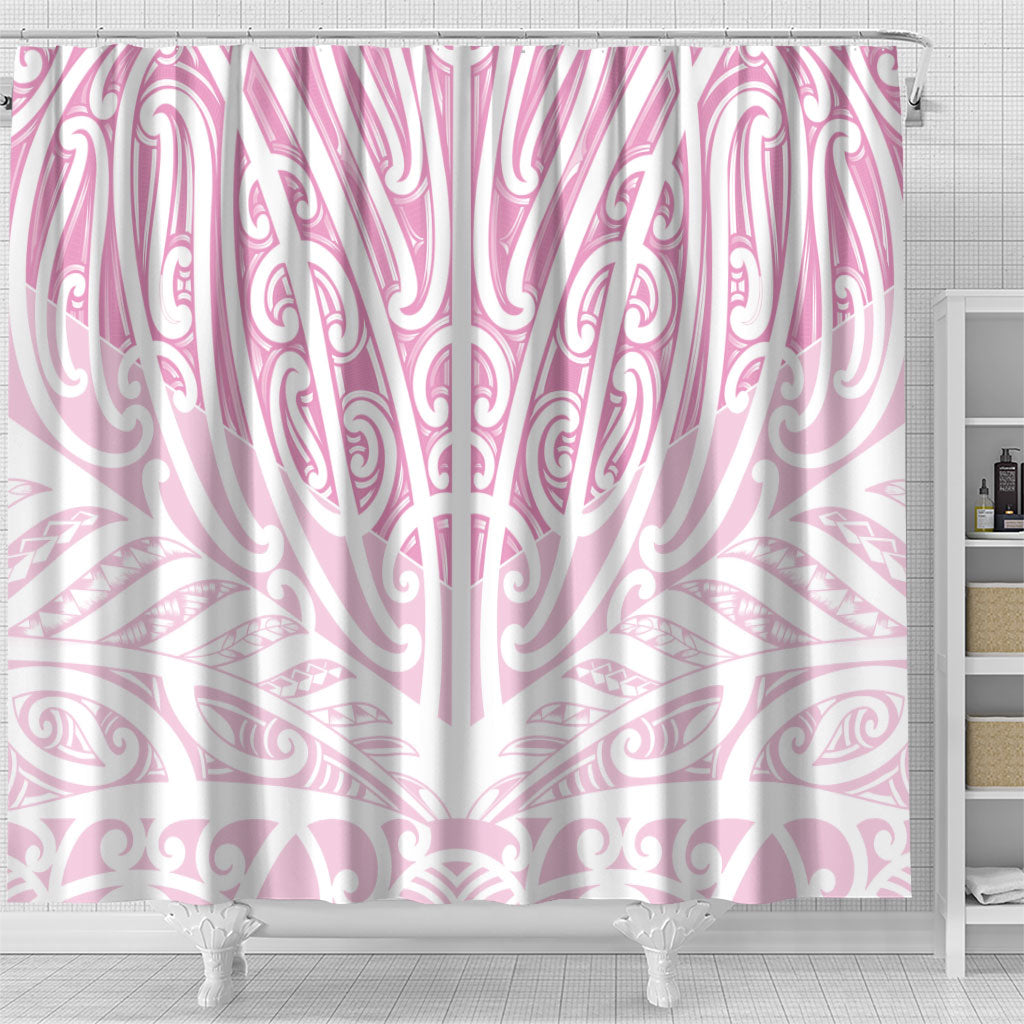 Pink New Zealand Puhoro Maori Tattoo Shower Curtain LT14 - Polynesian Pride
