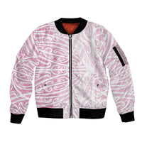 Pink New Zealand Puhoro Maori Tattoo Sleeve Zip Bomber Jacket LT14 Unisex Pink - Polynesian Pride