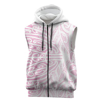 Pink New Zealand Puhoro Maori Tattoo Sleeveless Zip Hoodie LT14 Pink - Polynesian Pride