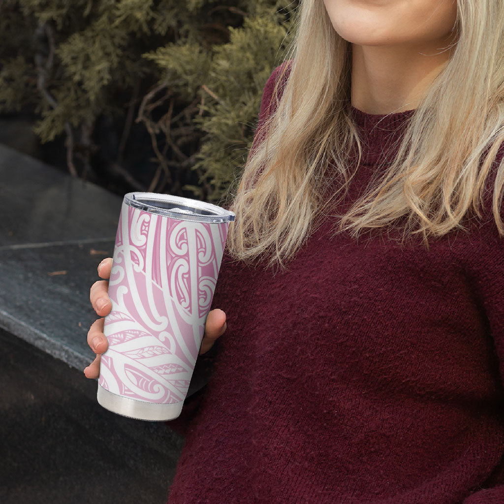 Pink New Zealand Puhoro Maori Tattoo Tumbler Cup LT14 - Polynesian Pride