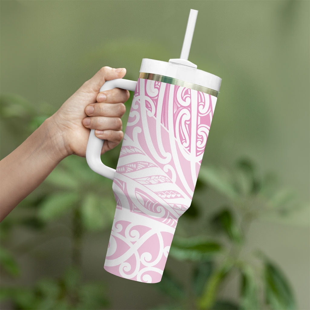 Pink New Zealand Puhoro Maori Tattoo Tumbler With Handle LT14 - Polynesian Pride