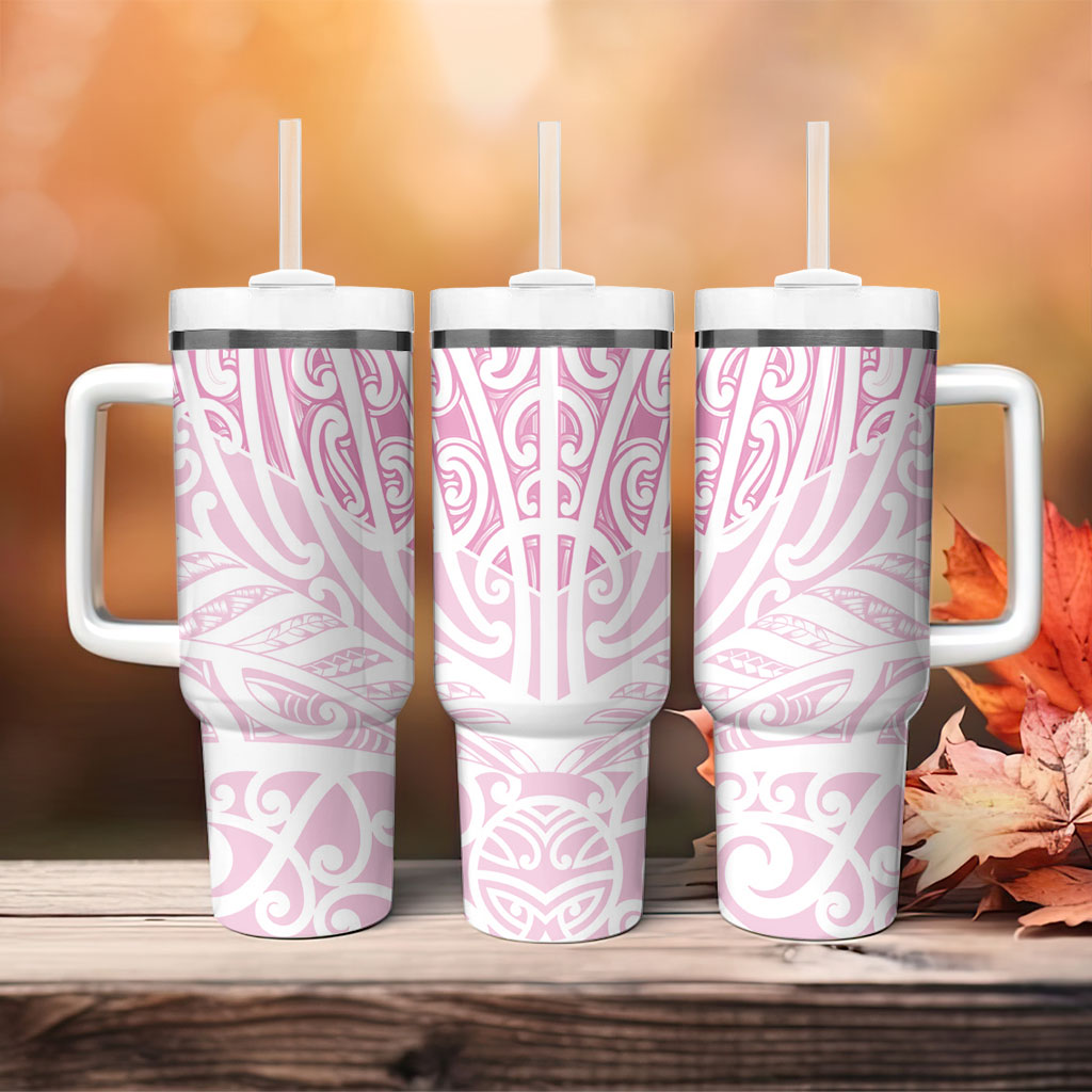 Pink New Zealand Puhoro Maori Tattoo Tumbler With Handle LT14 - Polynesian Pride