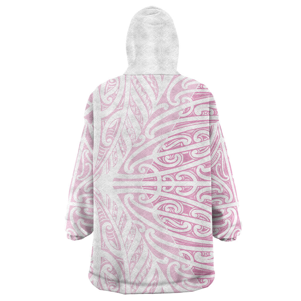 Pink New Zealand Puhoro Maori Tattoo Wearable Blanket Hoodie LT14 - Polynesian Pride
