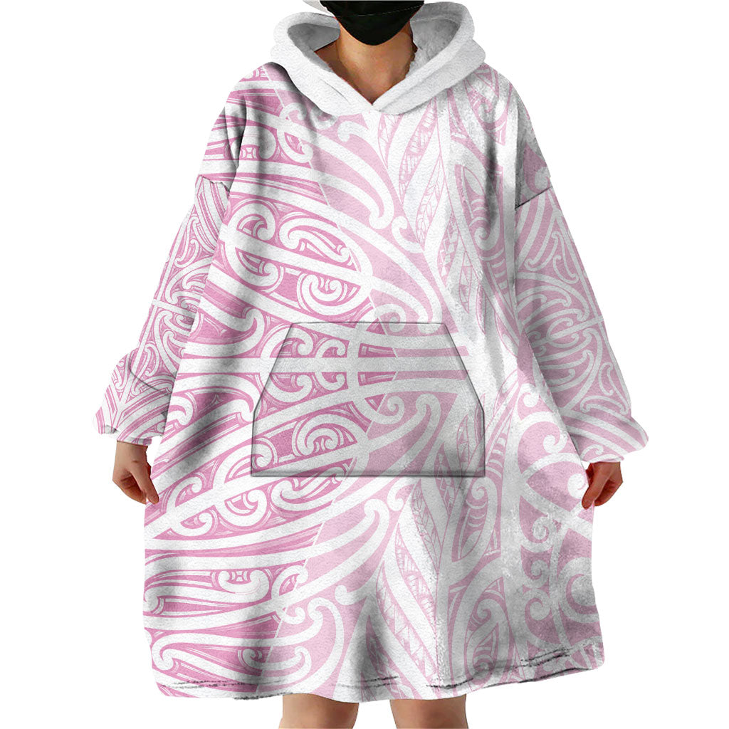 Pink New Zealand Puhoro Maori Tattoo Wearable Blanket Hoodie LT14 - Polynesian Pride