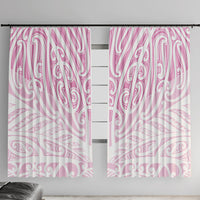 Pink New Zealand Puhoro Maori Tattoo Window Curtain LT14 With Hooks Pink - Polynesian Pride