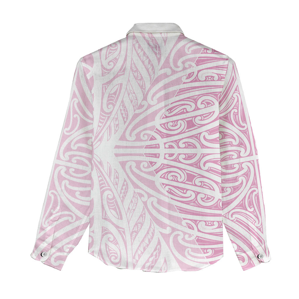 Pink New Zealand Puhoro Maori Tattoo Women Casual Shirt LT14 - Polynesian Pride