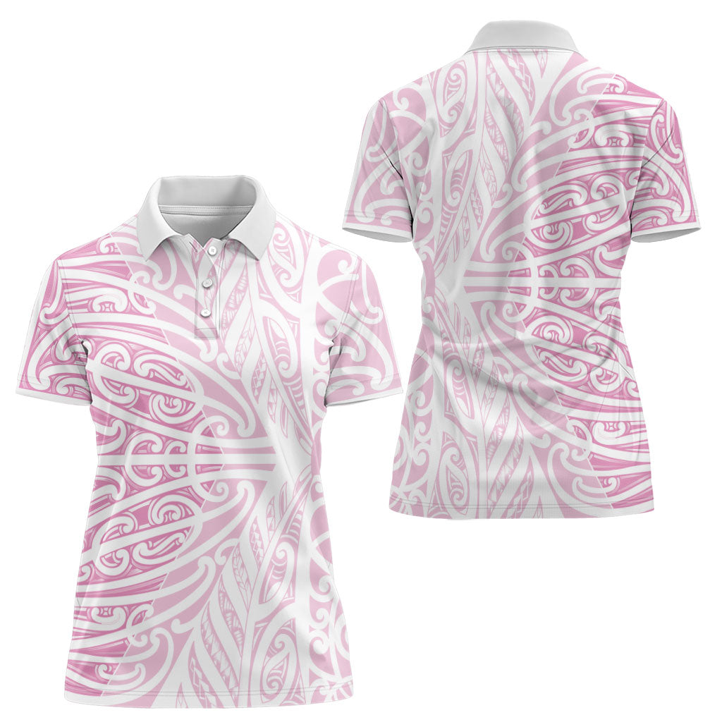 Pink New Zealand Puhoro Maori Tattoo Women Polo Shirt LT14 - Polynesian Pride