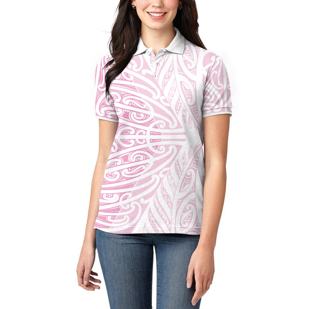 Pink New Zealand Puhoro Maori Tattoo Women Polo Shirt LT14 - Polynesian Pride
