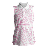 Pink New Zealand Puhoro Maori Tattoo Women Sleeveless Polo Shirt LT14 Female Pink - Polynesian Pride