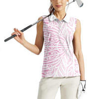 Pink New Zealand Puhoro Maori Tattoo Women Sleeveless Polo Shirt LT14 - Polynesian Pride