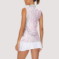 Pink New Zealand Puhoro Maori Tattoo Women Sleeveless Polo Shirt LT14 - Polynesian Pride
