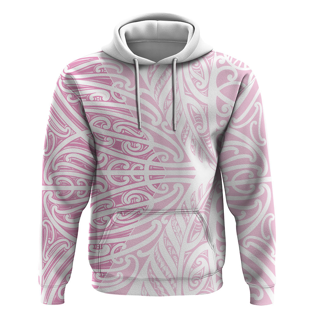 Pink New Zealand Puhoro Maori Tattoo Zip Hoodie LT14 Pullover Hoodie Pink - Polynesian Pride