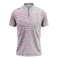 Pink New Zealand Puhoro Maori Tattoo Zipper Polo Shirt LT14 Pink - Polynesian Pride