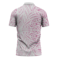 Pink New Zealand Puhoro Maori Tattoo Zipper Polo Shirt LT14 - Polynesian Pride