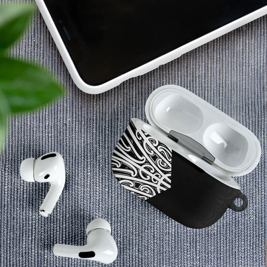 Black New Zealand Puhoro Maori Tattoo AirPods Case LT14 - Polynesian Pride