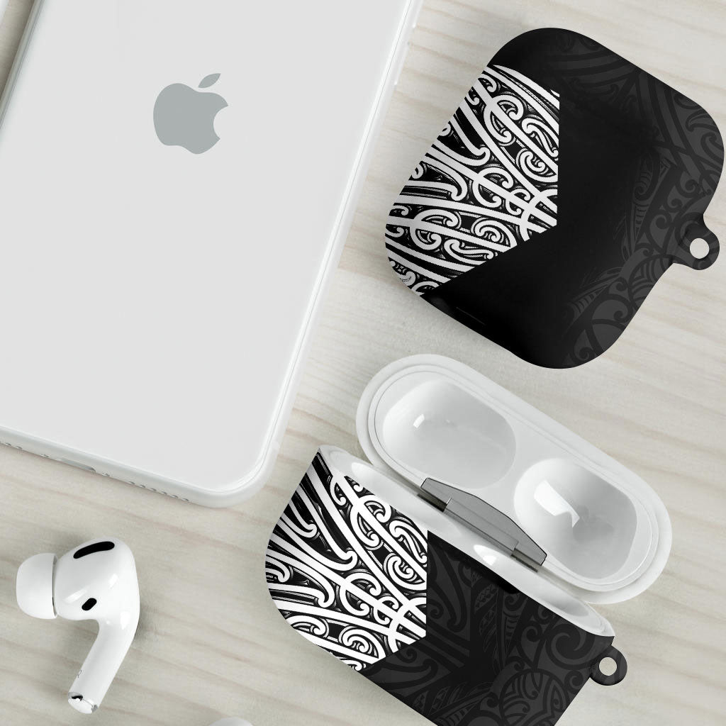 Black New Zealand Puhoro Maori Tattoo AirPods Case LT14 - Polynesian Pride
