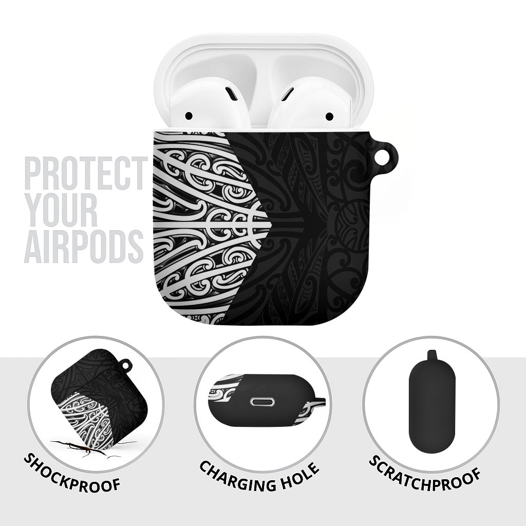 Black New Zealand Puhoro Maori Tattoo AirPods Case LT14 - Polynesian Pride