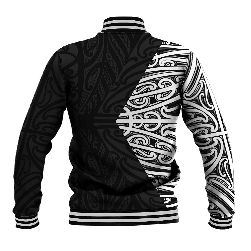 Black New Zealand Puhoro Maori Tattoo Baseball Jacket LT14 - Polynesian Pride