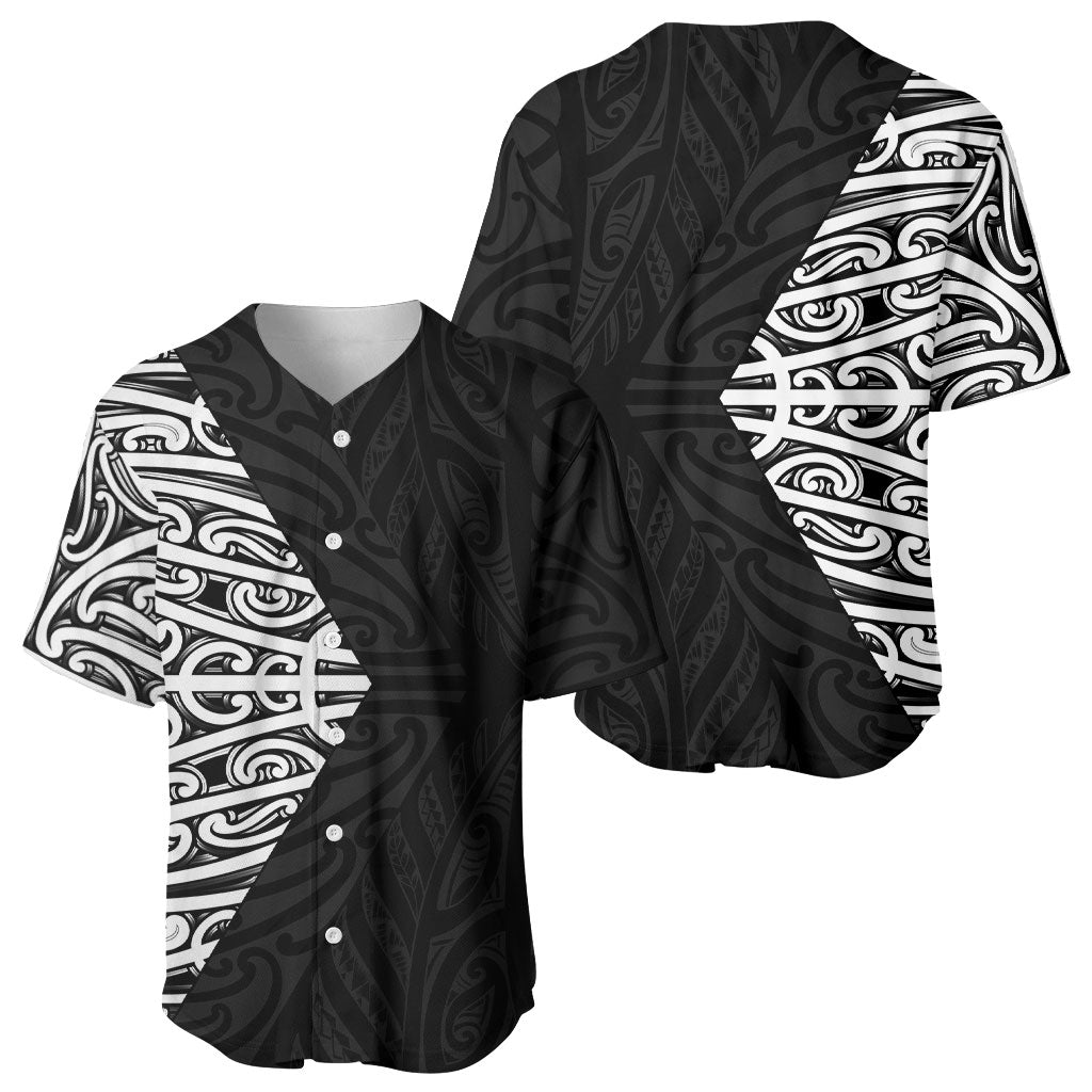Black New Zealand Puhoro Maori Tattoo Baseball Jersey LT14 - Polynesian Pride
