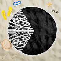 Black New Zealand Puhoro Maori Tattoo Beach Blanket LT14 One Size 150cm Black - Polynesian Pride