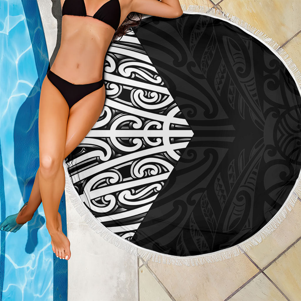 Black New Zealand Puhoro Maori Tattoo Beach Blanket LT14 - Polynesian Pride