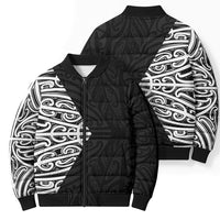 Black New Zealand Puhoro Maori Tattoo Bomber Puffer Jacket LT14 - Polynesian Pride