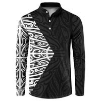Black New Zealand Puhoro Maori Tattoo Button Sweatshirt LT14 Black - Polynesian Pride