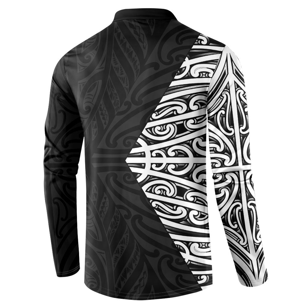 Black New Zealand Puhoro Maori Tattoo Button Sweatshirt LT14 - Polynesian Pride