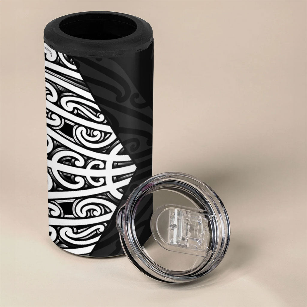 Black New Zealand Puhoro Maori Tattoo 4 in 1 Can Cooler Tumbler LT14 - Polynesian Pride