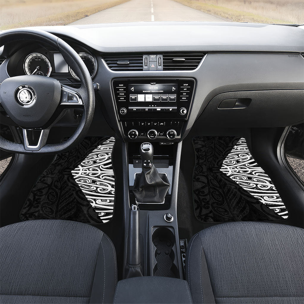 Black New Zealand Puhoro Maori Tattoo Car Mats LT14 Set 2pcs - Front Black - Polynesian Pride