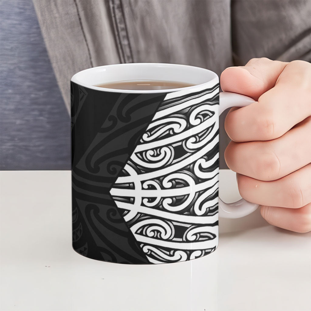 Black New Zealand Puhoro Maori Tattoo Ceramic Mug LT14 - Polynesian Pride