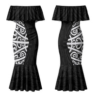 Black New Zealand Puhoro Maori Tattoo Couples Matching Mermaid Dress and Hawaiian Shirt LT14 - Polynesian Pride
