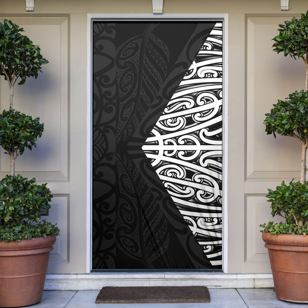 Black New Zealand Puhoro Maori Tattoo Door Cover LT14 Black - Polynesian Pride