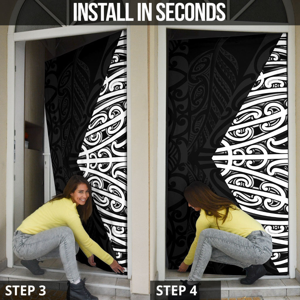 Black New Zealand Puhoro Maori Tattoo Door Cover LT14 - Polynesian Pride