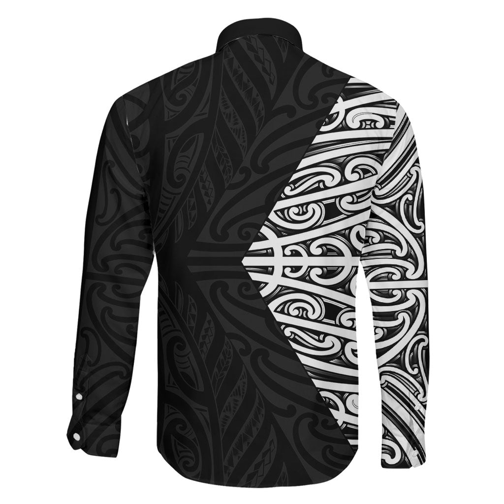 Black New Zealand Puhoro Maori Tattoo Family Matching Short Sleeve Bodycon Dress and Hawaiian Shirt LT14 - Polynesian Pride