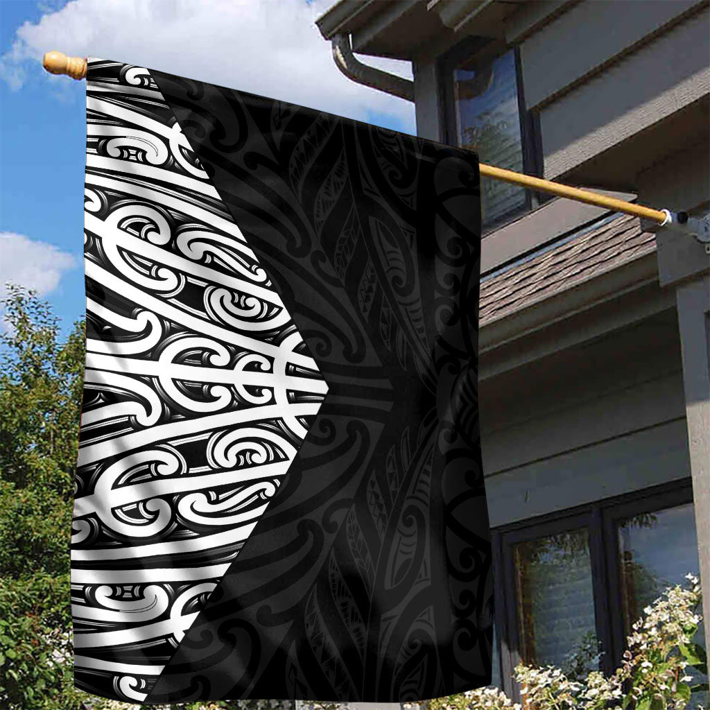 Black New Zealand Puhoro Maori Tattoo Garden Flag LT14 - Polynesian Pride