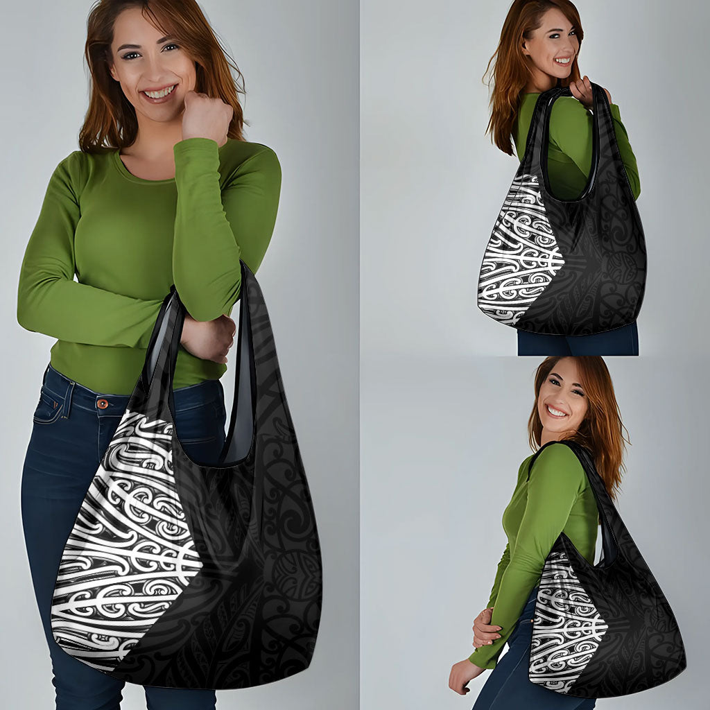 Black New Zealand Puhoro Maori Tattoo Grocery Bag LT14 - Polynesian Pride