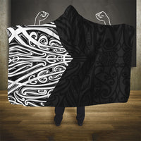Black New Zealand Puhoro Maori Tattoo Hooded Blanket LT14 - Polynesian Pride
