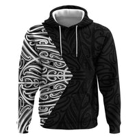 Black New Zealand Puhoro Maori Tattoo Hoodie LT14 Pullover Hoodie Black - Polynesian Pride